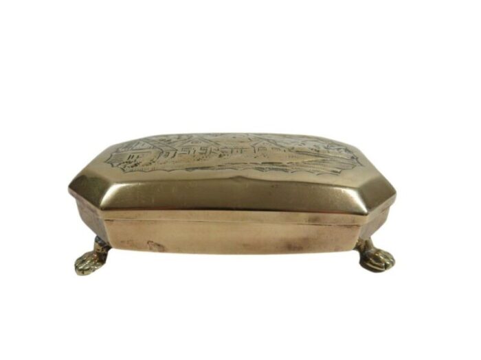 antique dutch brass tobacco tin 3