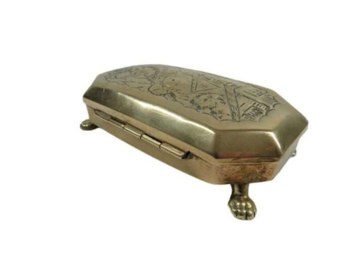 antique dutch brass tobacco tin 4