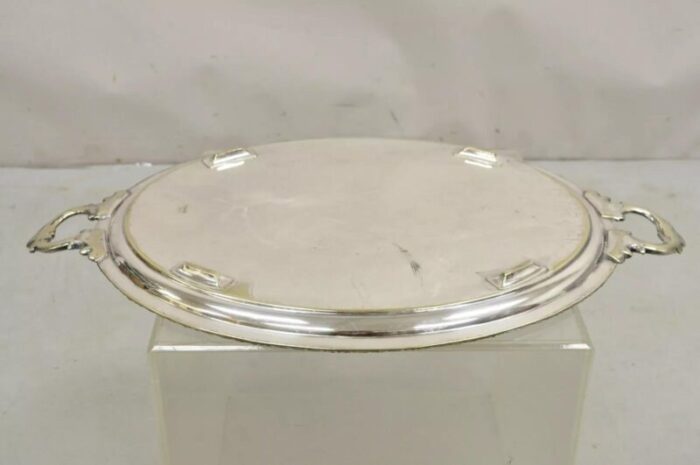 antique english victorian oval twin handle silver plated serving tray 1651