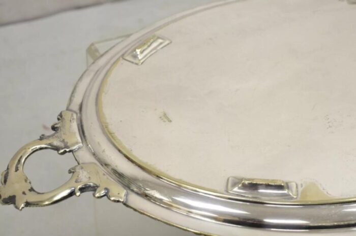 antique english victorian oval twin handle silver plated serving tray 6266