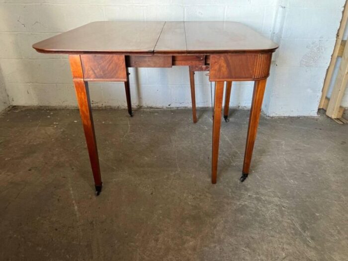 antique federal style mahogany inland extension console or dining table with 3 leaves 4040