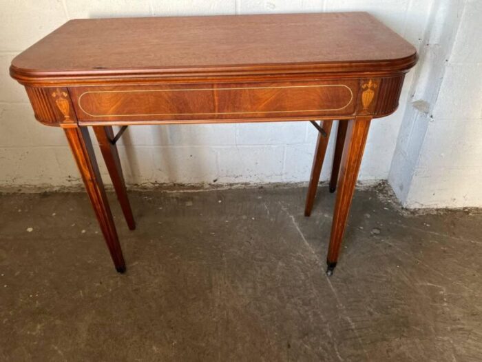 antique federal style mahogany inland extension console or dining table with 3 leaves 4502