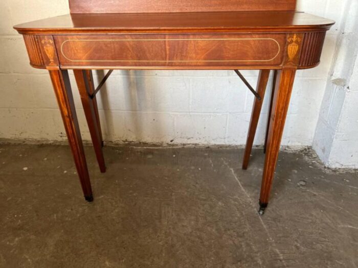 antique federal style mahogany inland extension console or dining table with 3 leaves 7172