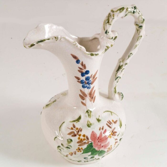 antique floral hand decorated ceramic jug 1