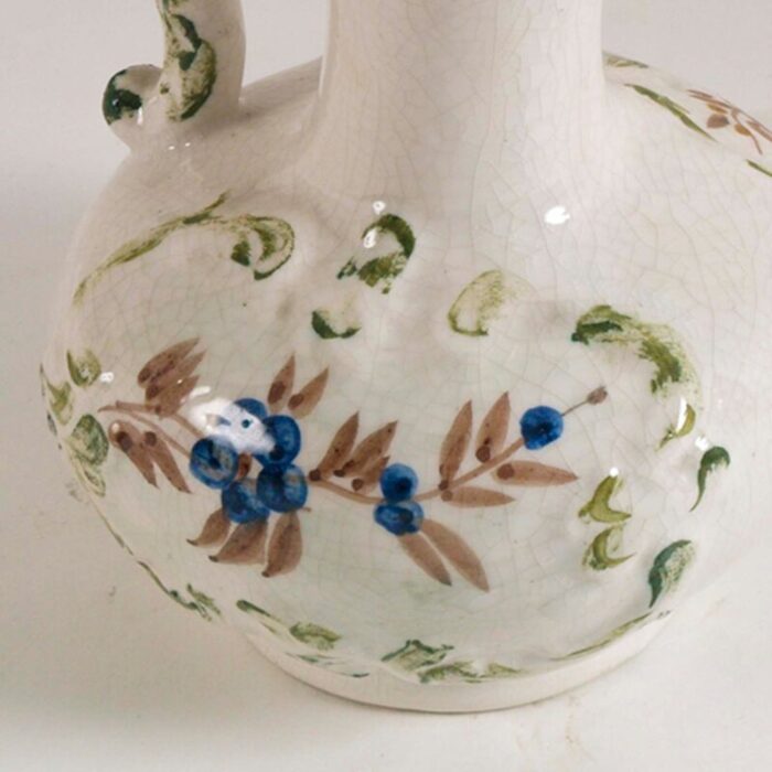 antique floral hand decorated ceramic jug 3