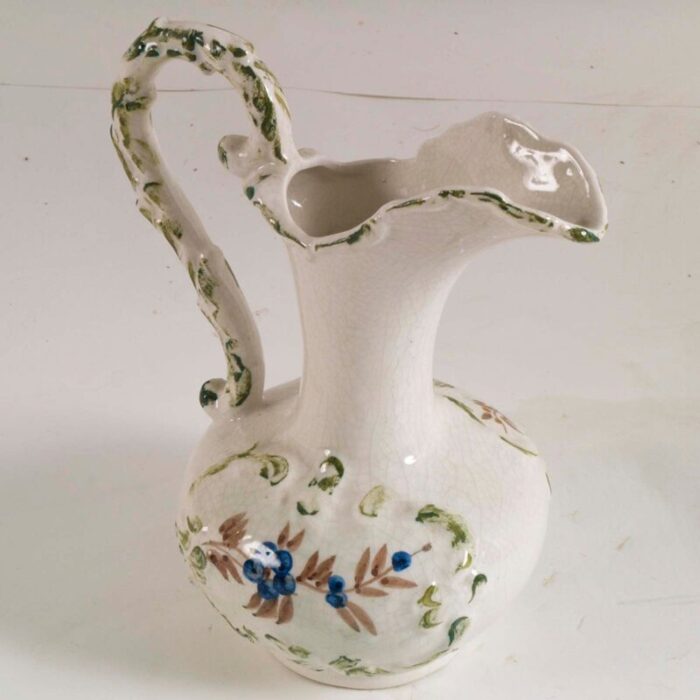 antique floral hand decorated ceramic jug 4