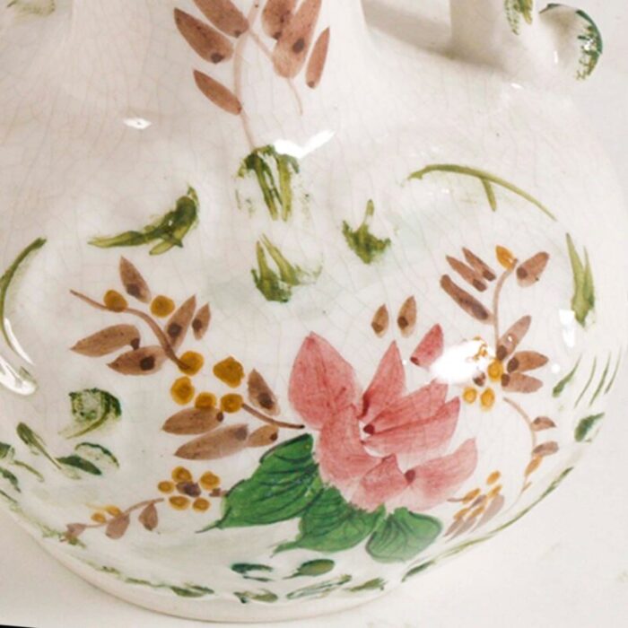 antique floral hand decorated ceramic jug 5