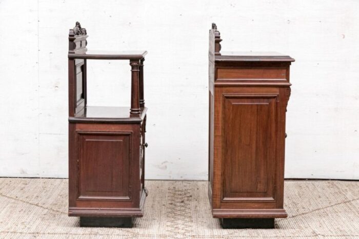 antique french walnut nightstands marble lined a pair 2690