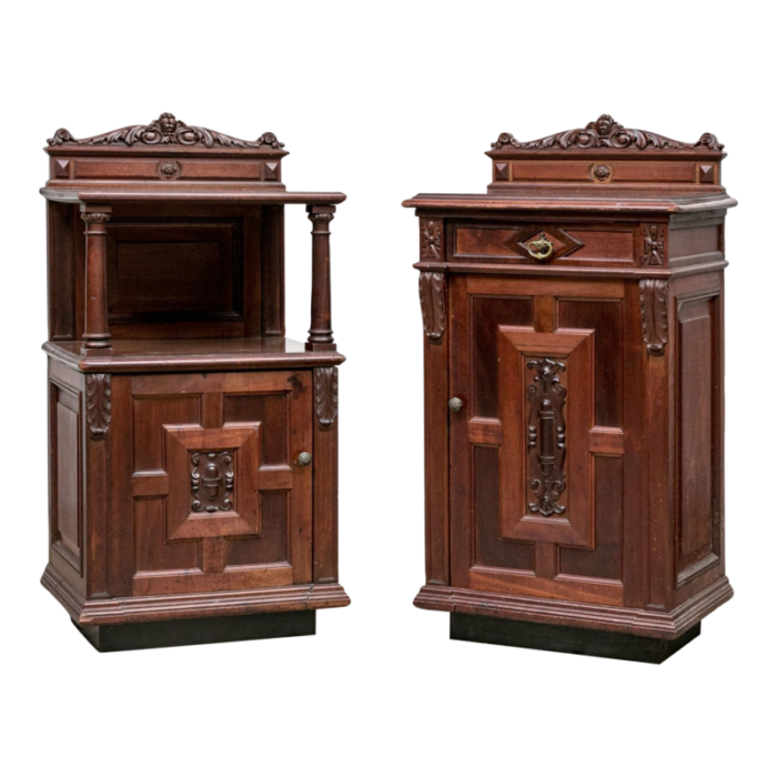 antique french walnut nightstands marble lined a pair 3771