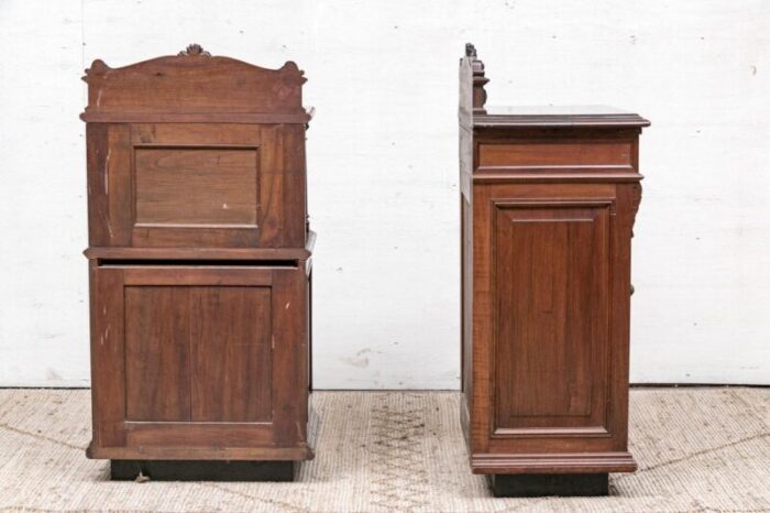 antique french walnut nightstands marble lined a pair 6255