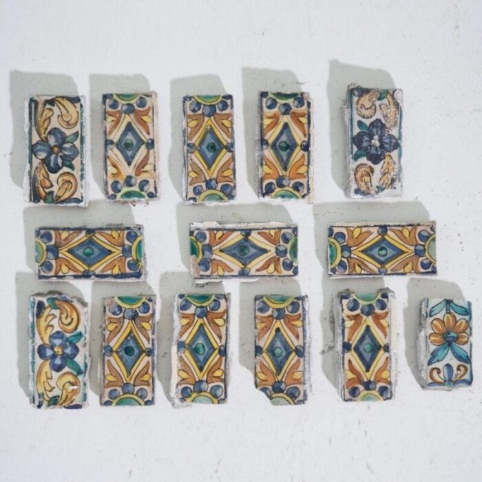 antique glazed tiles set of 14 1