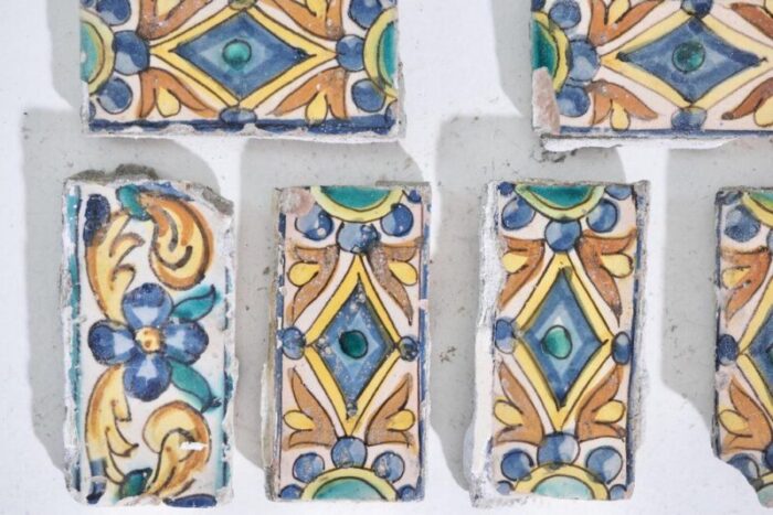 antique glazed tiles set of 14 2