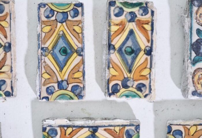 antique glazed tiles set of 14 3