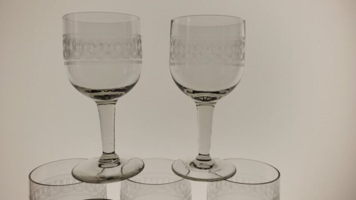 antique guilloche wine glasses set of 7 2