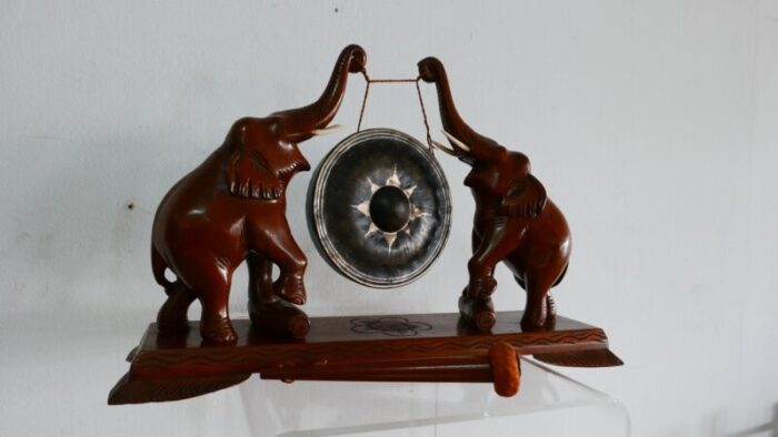 antique hand carved elephant table gong 7