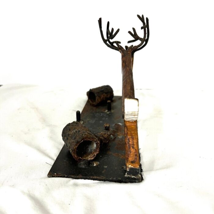 antique hand forged cast iron fighting deer stags 2139