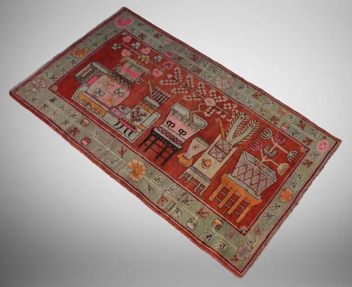 antique hand knotted khotan samarkand rug 1920s 4