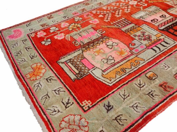 antique hand knotted khotan samarkand rug 1920s 7