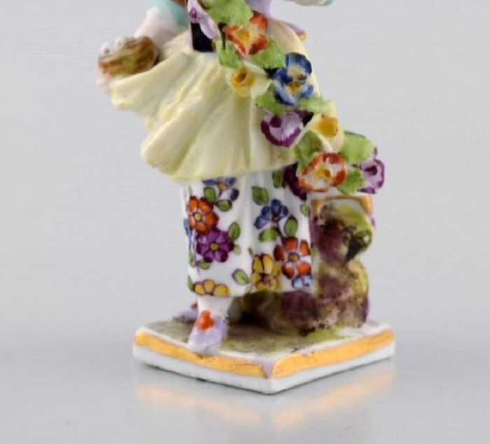 antique hand painted porcelain figure of girl with flowers from augustus rex germany 3