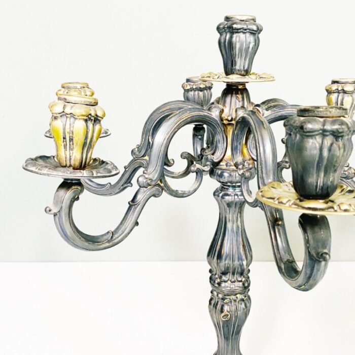 antique italian 7 flame silver candelabras 1880s set of 2 10