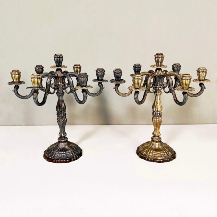 antique italian 7 flame silver candelabras 1880s set of 2 3