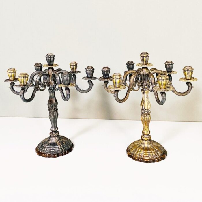 antique italian 7 flame silver candelabras 1880s set of 2 5