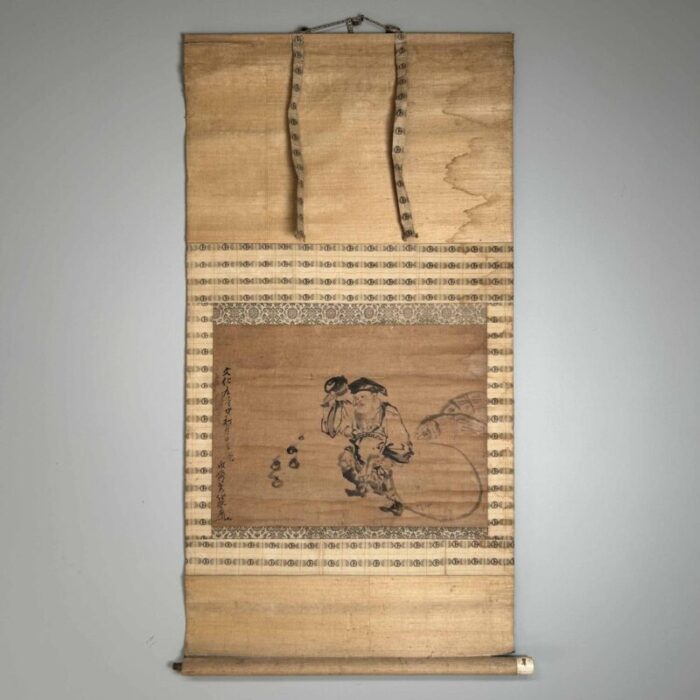 antique japanese kakemono scroll daikokuten 1