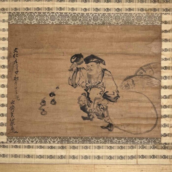 antique japanese kakemono scroll daikokuten 7