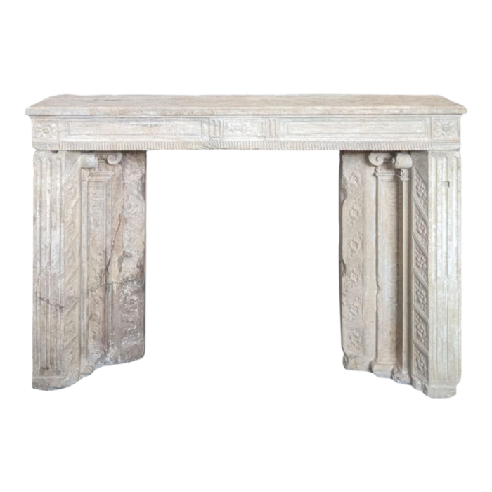 antique neoclassical carved limestone fireplace surround 1657