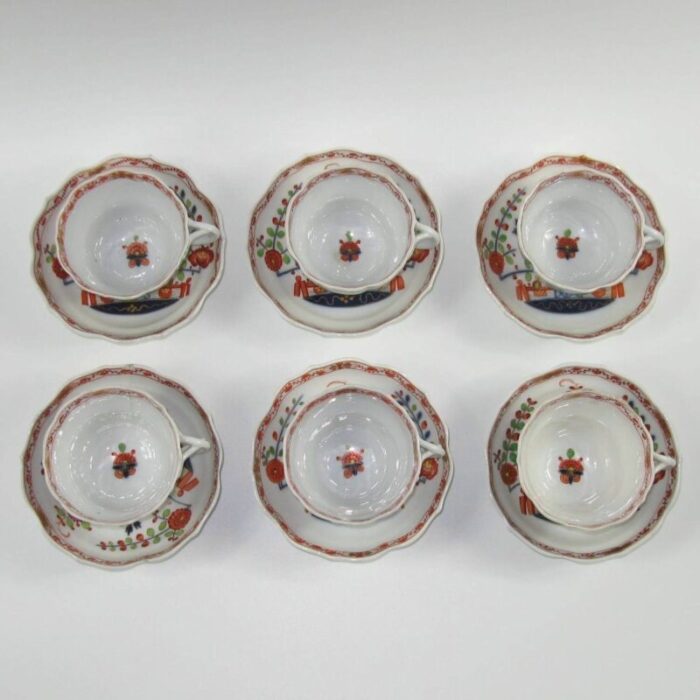 antique patterned imari cups saucers from meissen set of 6 4