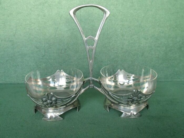 antique pewter crystal glass double bowls from bingit zinn 1