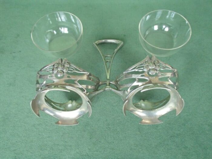 antique pewter crystal glass double bowls from bingit zinn 14