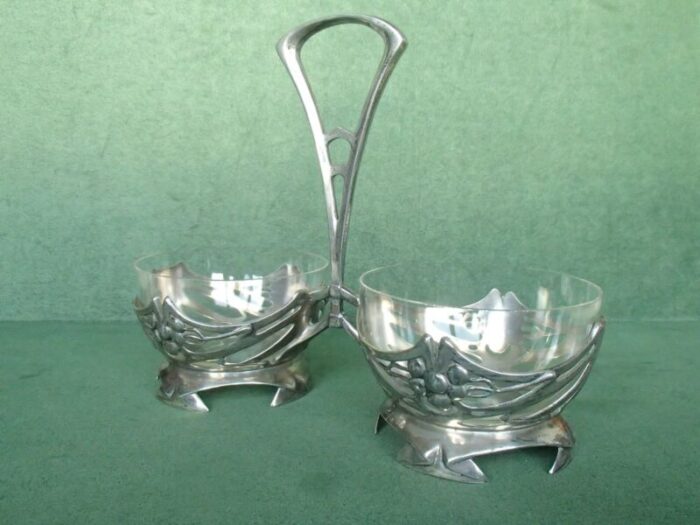 antique pewter crystal glass double bowls from bingit zinn 18