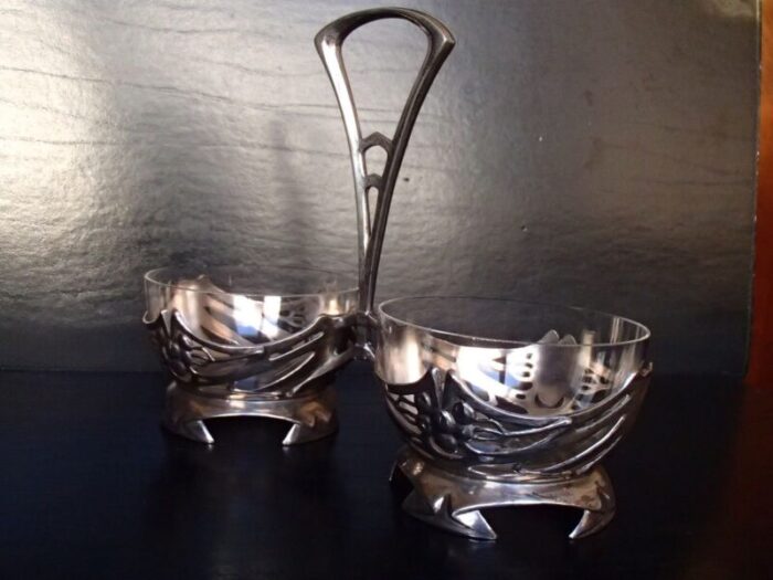 antique pewter crystal glass double bowls from bingit zinn 24