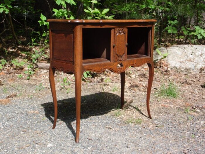 antique solid oak french louis xv style tambour cabinet table server cupboard 1290