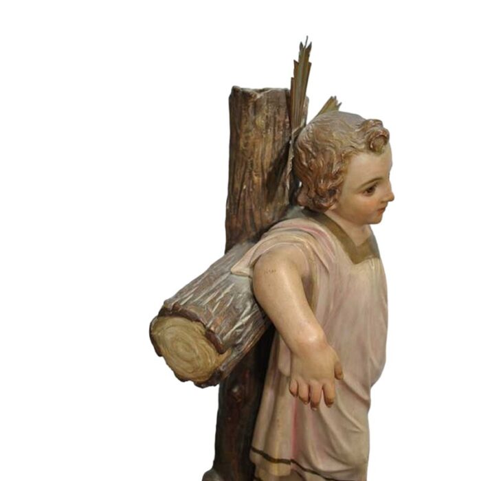 antique spanish sculpture on paste of jesus with the cross from olot 1800s 6