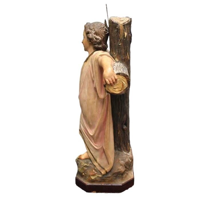 antique spanish sculpture on paste of jesus with the cross from olot 1800s 8