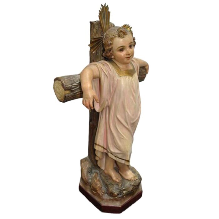 antique spanish sculpture on paste of jesus with the cross from olot 1800s 9