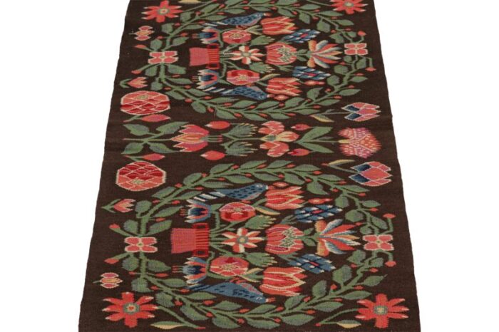 antique swedish rollakan tapestry with pictorials and florals from rug and kilim 2816