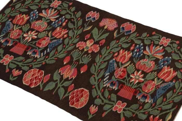 antique swedish rollakan tapestry with pictorials and florals from rug and kilim 4512