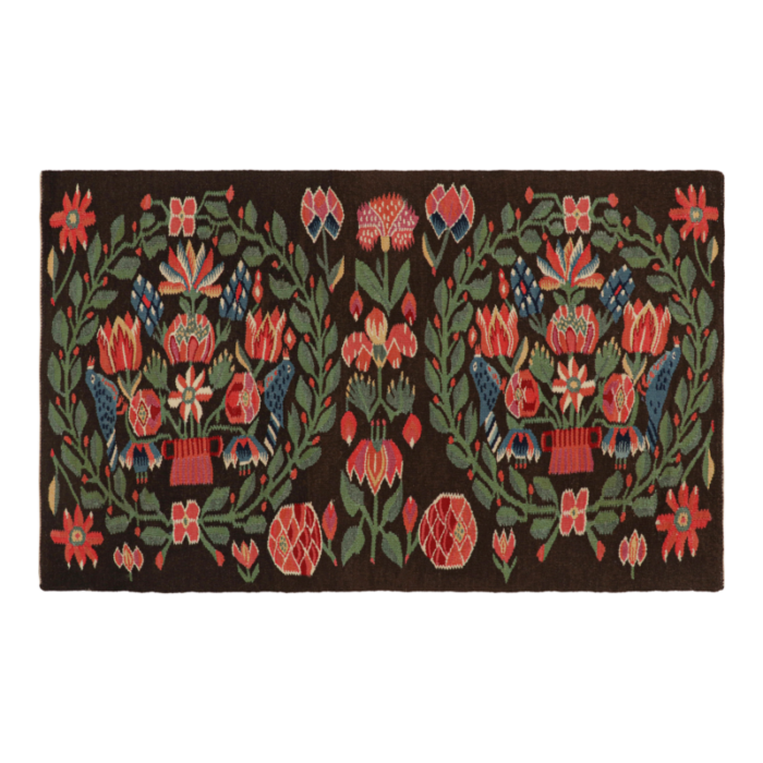 antique swedish rollakan tapestry with pictorials and florals from rug and kilim 9523