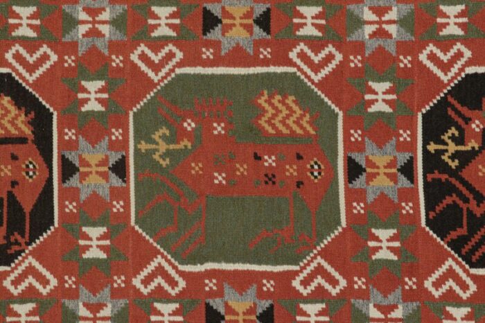 antique swedish rollakan tapestry with pictorials and medallions from rug and kilim 8294