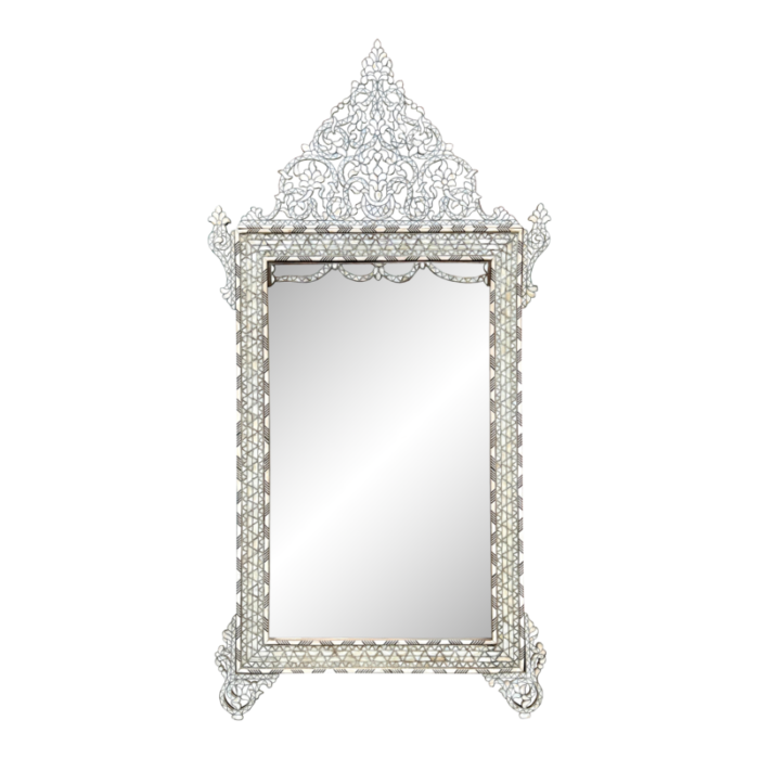 antique white mother of pearl inlaid mirror 3012