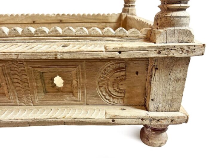 antique wood baby jhula box 9660