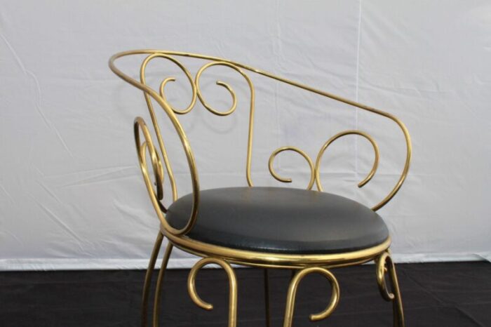 armchairs with brass scrolls 1960s set of 2 4868