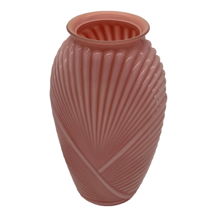 art deco 1980s pleated draped pink glass vase 5520