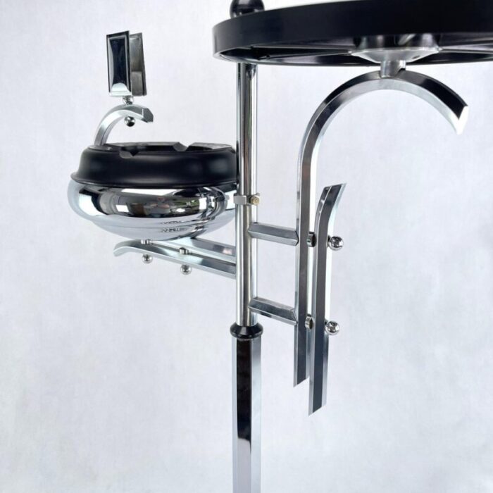 art deco ashtray stand in chrome and bakelite from demeyere 1930s 3