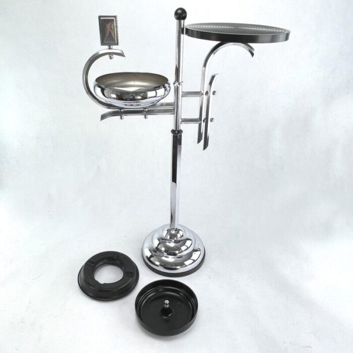 art deco ashtray stand in chrome and bakelite from demeyere 1930s 5