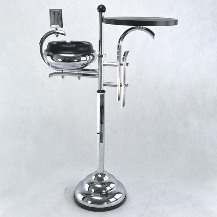 art deco ashtray stand in chrome and bakelite from demeyere 1930s 8