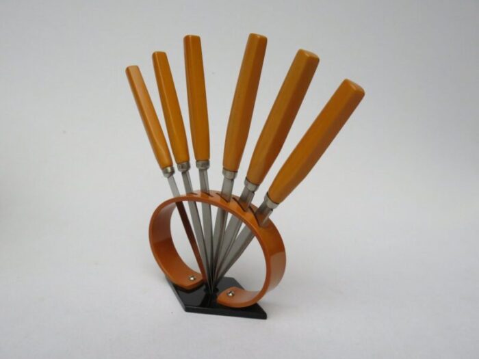 art deco bakelite fruit knife set set of 6 2